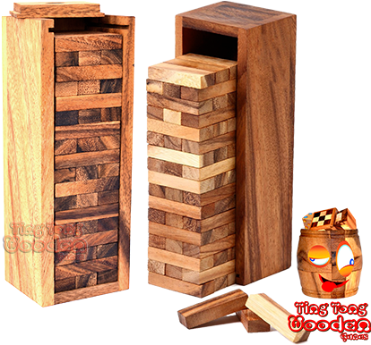 Jenga Tower Mini The Wobbly Tower Xs As The Smallest - Tumbling Tower Game (9 Inch) (500x422), Png Download