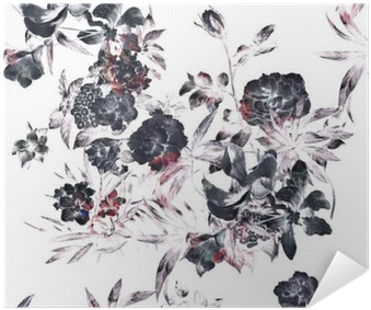 Watercolor Painting Of Leaf And Flowers, Seamless Pattern - Wallpaper (400x400), Png Download