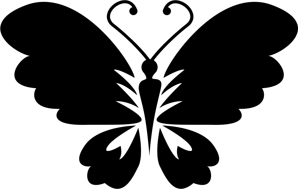 Black Butterfly Top View With Opened Wings Comments - Icon (981x622), Png Download