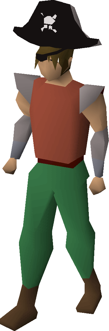 Pirate Hat & Patch Equipped - Runescape Red Dragon Mask (362x1095), Png Download