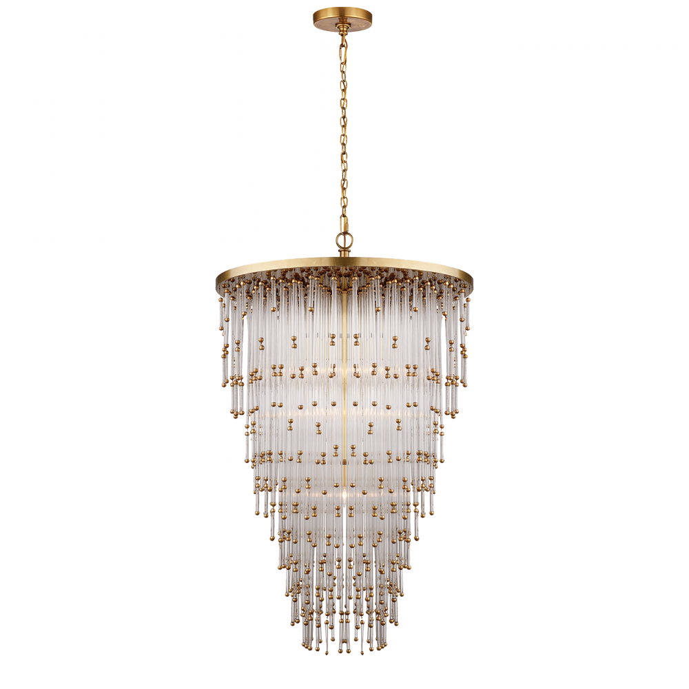 Mia Large Chandelier In Clear Glass - Mia Large Pendant - Brass/glass - Visual Comfort (1000x1000), Png Download