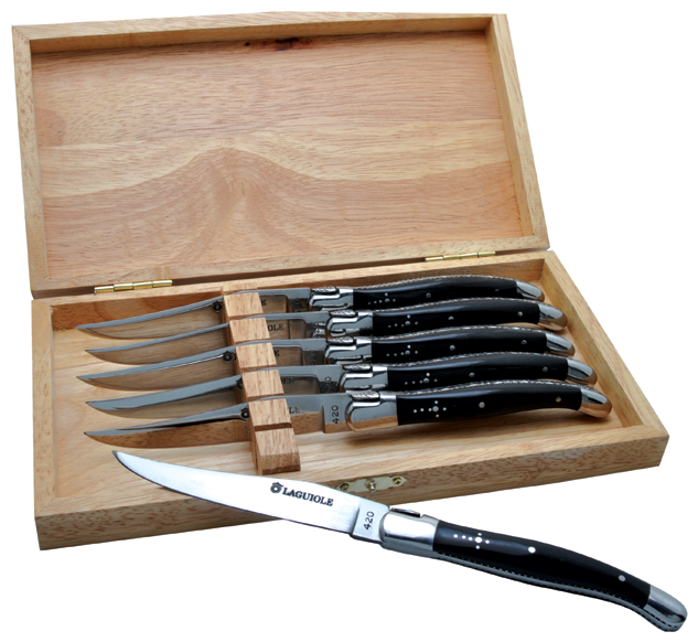 6 Laguiole Steak Knives, True Horn - Laguiole Table Boite (900x600), Png Download