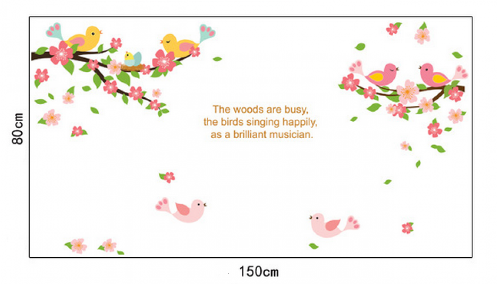 Unique Bargains Family Home Plum Blossom Bird Pattern (1000x1000), Png Download