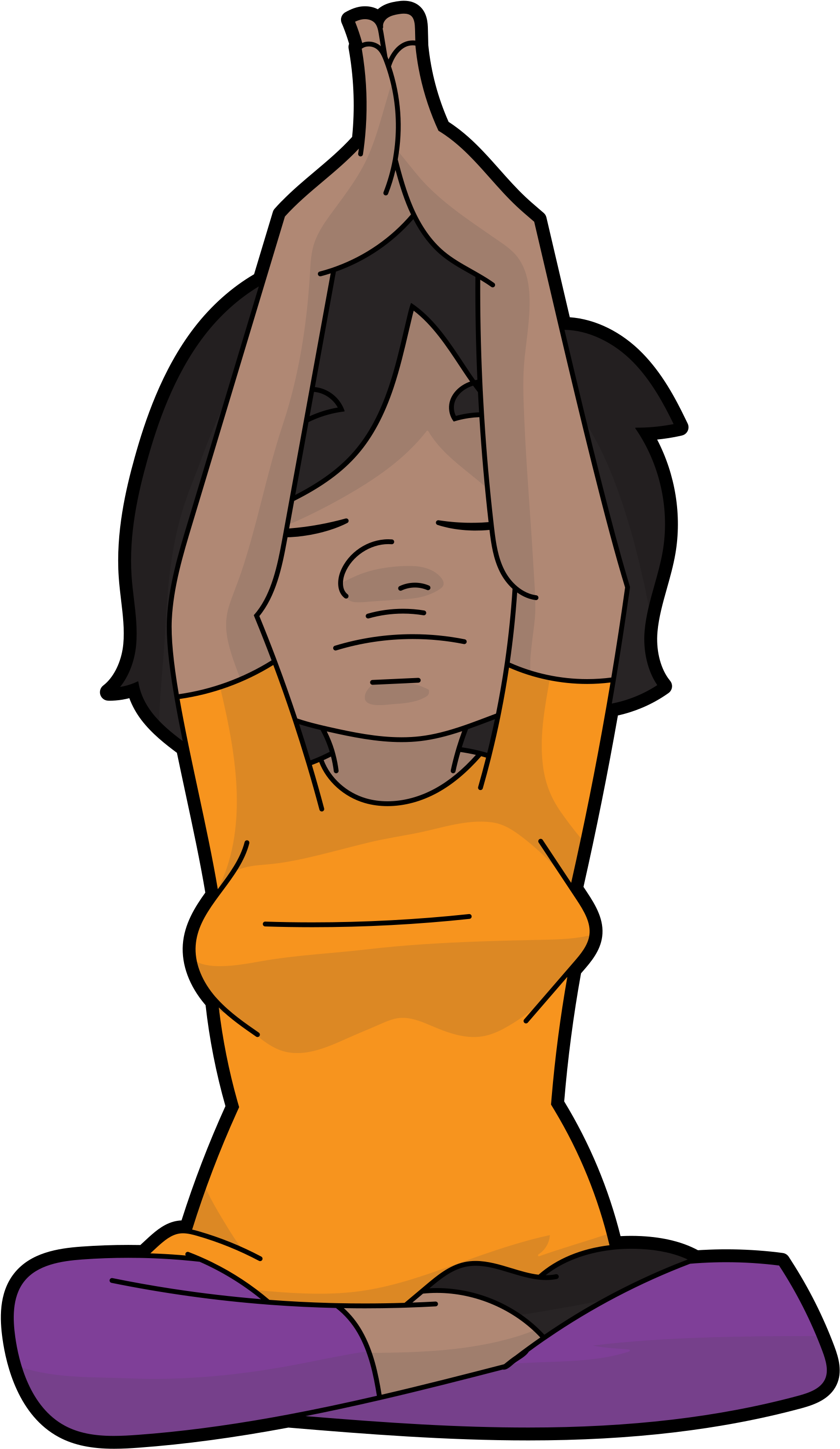 Open - Black Cartoon Meditating (2000x3455), Png Download