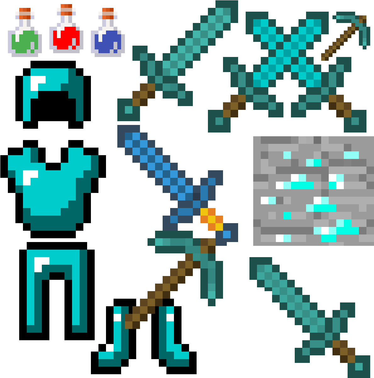Minecraft Dimoind Swords Like Xs,pic-axe, Sword, Potion - Mount St. Helens National Volcanic Monument, Mount (1200x1200), Png Download