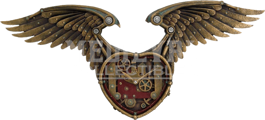 Steampunk Winged Heart Clock - Steampunk Winged Clock (936x936), Png Download