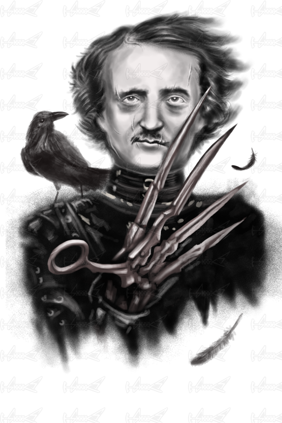 Edward Allan Poe - Edgar Allan Poe Edward Scissorhands (900x1350), Png Download