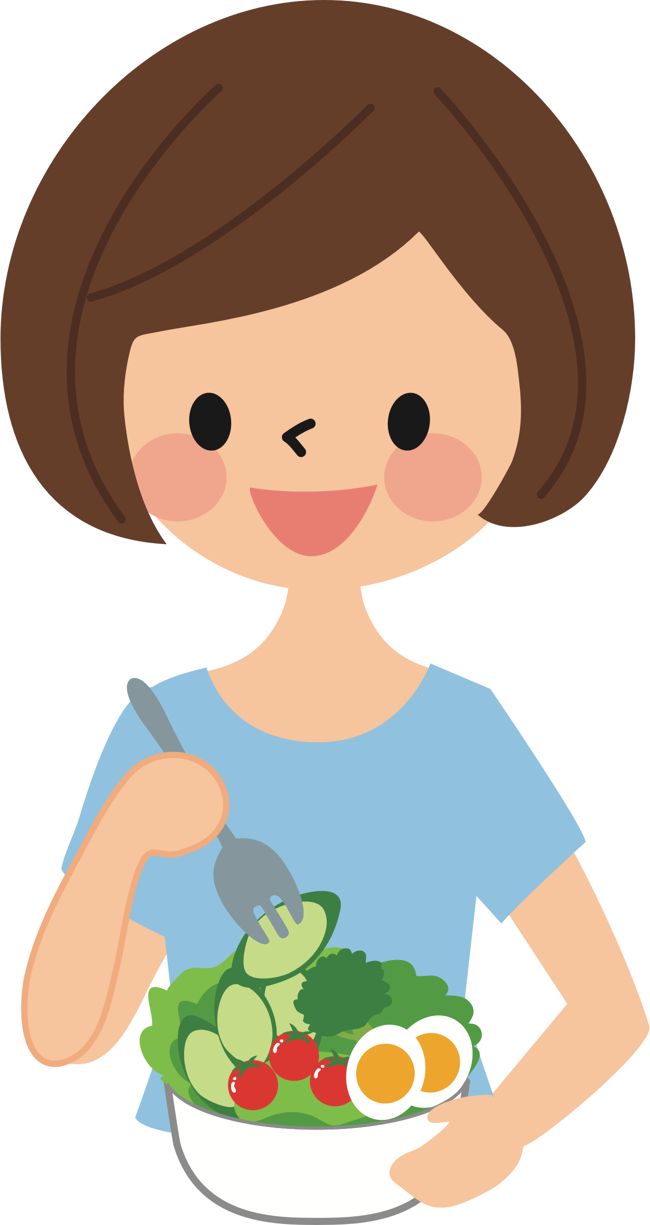 Big Image - Eating Salad Clipart (1274x2400), Png Download