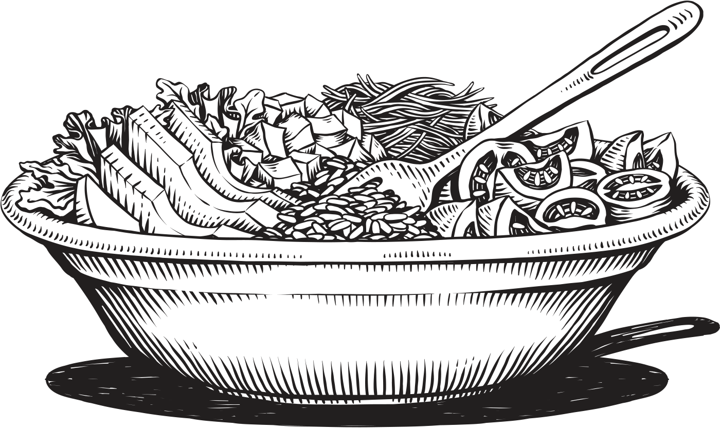 Svg Transparent Download Image Result For Farm To Table - Salad Illustration Black And White (1400x835), Png Download