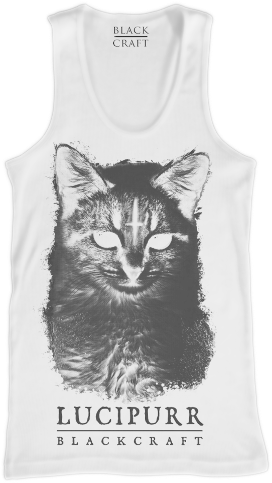 Lucipurr- White Tank Top - Top (653x1000), Png Download
