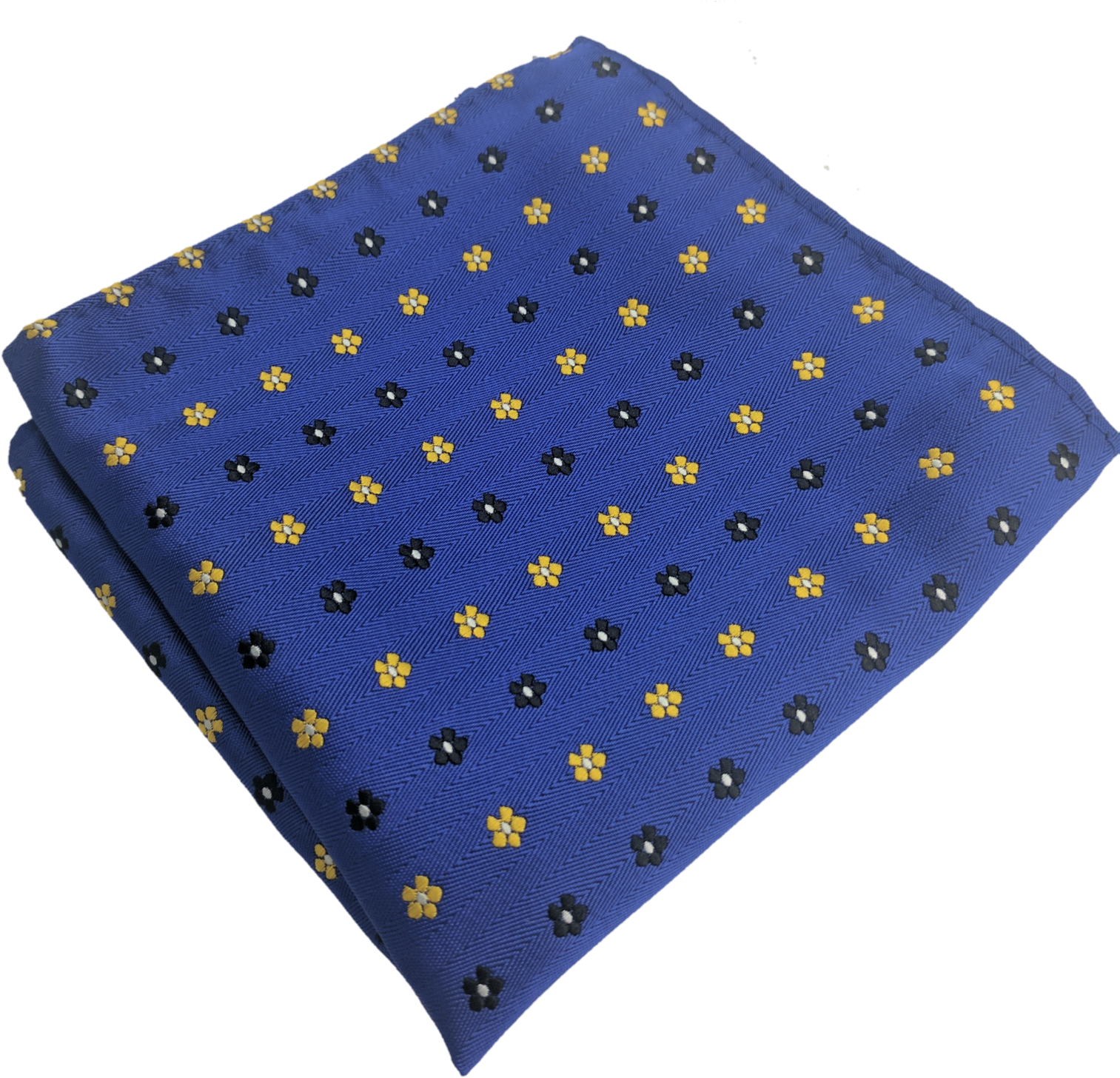 Blue Pocket Square With Yellow And Black Geometric - 24cm X 24cm Silk Pocket Square. Blue (1600x1498), Png Download
