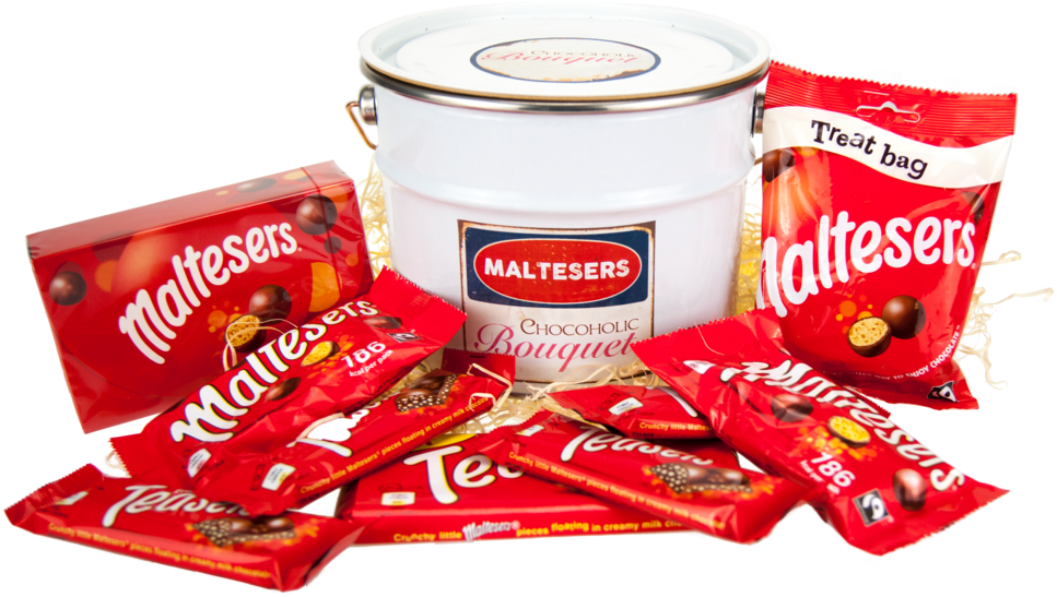 Maltesers Bucket Of Chocolate Retro Lever Lid Paint - Maltesers Funsize Collection Pack 150 G (1023x685), Png Download