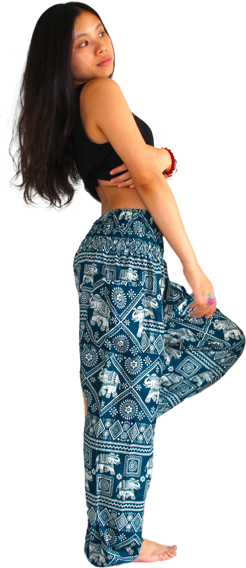 Turquoise Elephant Thai Harem Yoga Pants Elephant Pants - Harem Pants (1089x2048), Png Download