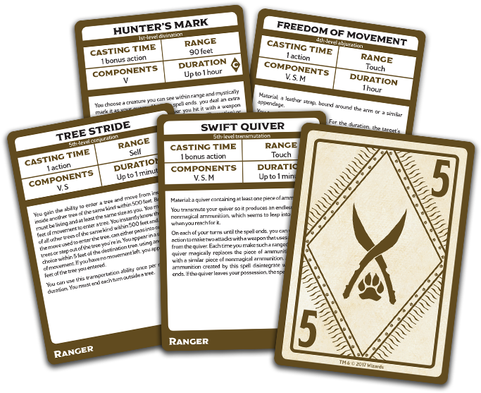 •contains All 46 Ranger Spell Cards From Levels 1 To - D&d Next: Ranger Spell Deck 73906 (724x620), Png Download