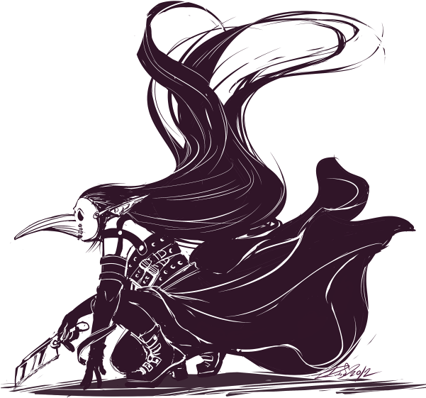 Flesh To Stone - Drawing Female Plague Doctor (600x600), Png Download