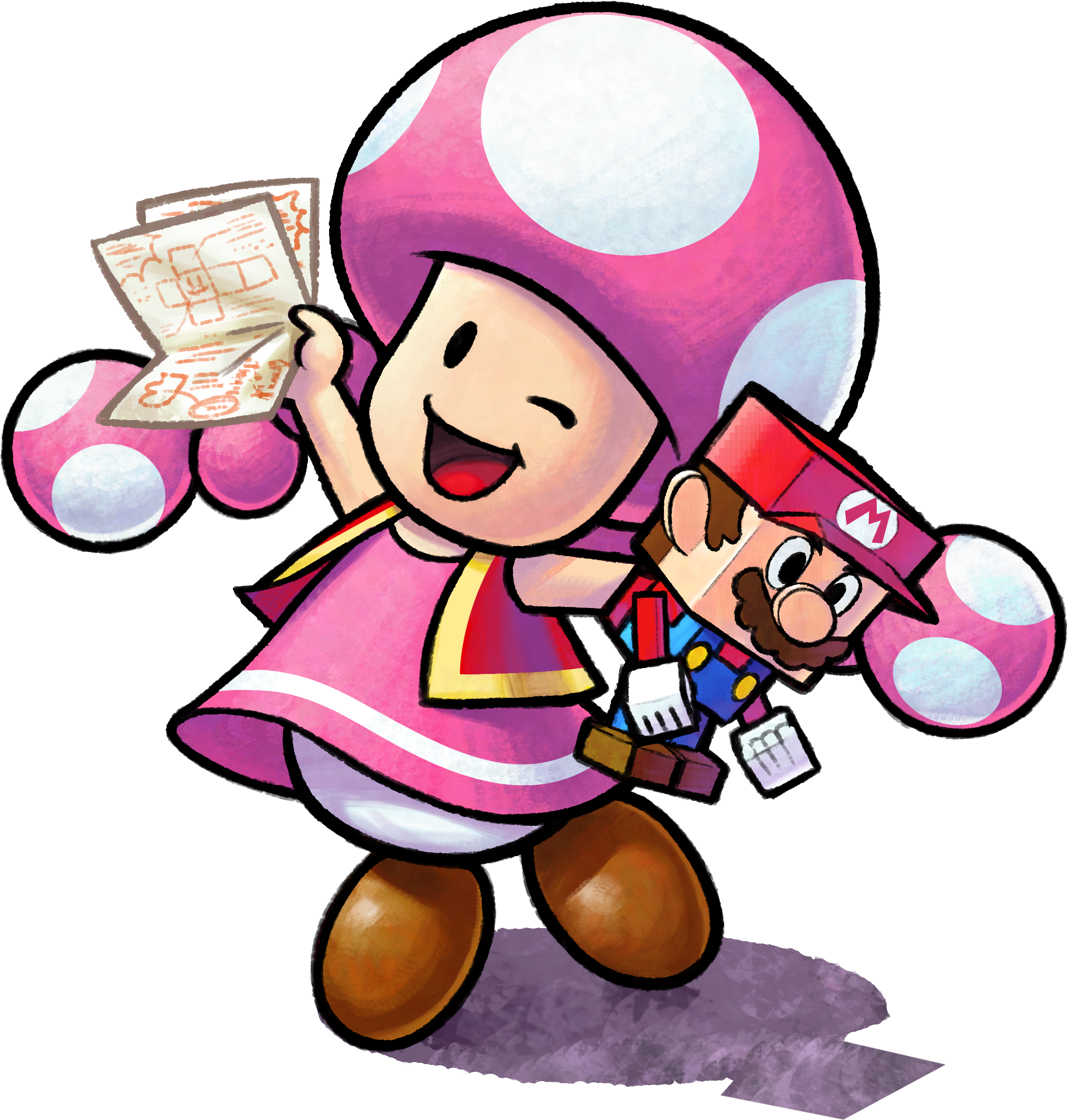 Mario & Luigi Paper Jam - Toadette Paper Jam (2636x2767), Png Download