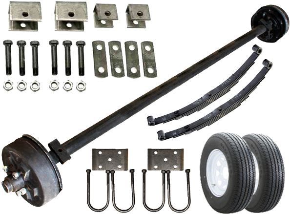 2k Heavy Duty Single Axle Tk Trailer Kit - Ride Catalog 3,500 Lb Idler Trailer Axle Running Gear (640x480), Png Download