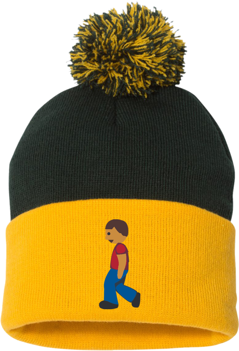 Man Walking Emoji Sp15 Sportsman Pom Pom Knit Cap - Manchester Bee Pom Pom Knit Cap (1024x1024), Png Download