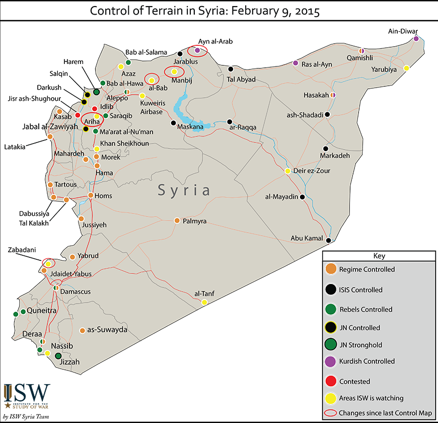Syria Control Map Feb 9 Hi - Syria (870x840), Png Download