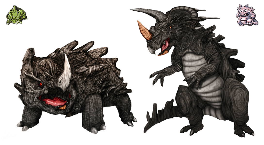 I Can't Believe I Forgot To Post These Here Prepare - Realistic Rhyhorn (1100x604), Png Download