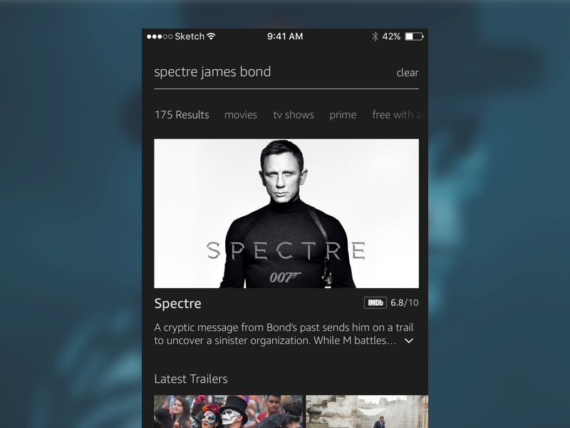 Amazon Video Search Concept Ux Ui Search App Mobile - Poster Encadré: James Bond 007 - Spectre, Daniel Craig (800x600), Png Download