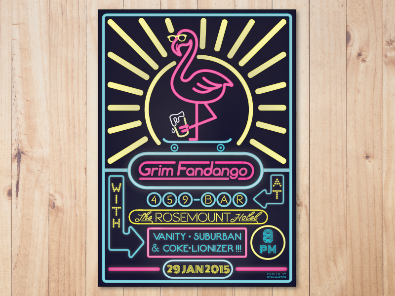 Grim Fandango Skateboard Flamingo Neon Grim Fandango - Olympic Games (800x600), Png Download