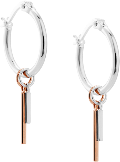Double Bar Hoops Image - Silver (939x1024), Png Download