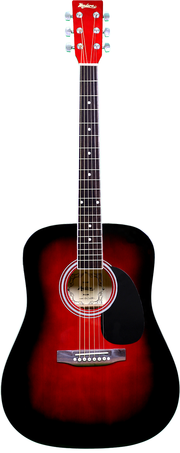 Aria Guitar Red Acoustic (578x1456), Png Download