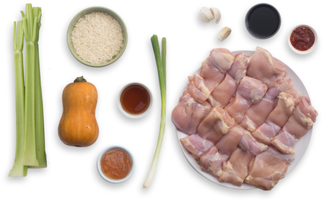 Orange Chicken With Honeynut Squash & Rice - Lomo (700x477), Png Download