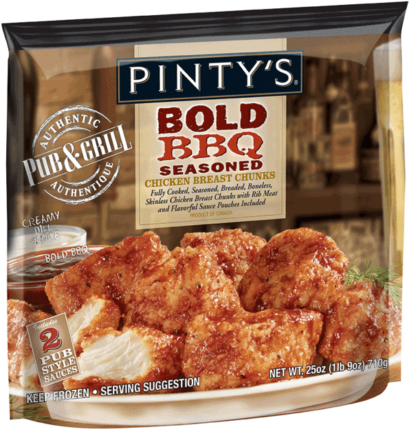 Pinty's P&g Bold Bbq Seasoned Chicken Breast Chunks - Pinty's Pub & Grill Pinty's Pub And Grill Honey (640x693), Png Download