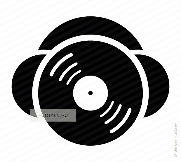 Vector Icon Of Vinyl Record In Headphones - Fone Dj Vector Png (620x553), Png Download
