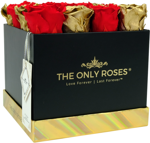 Red And Gold Preserved Roses - Rose (900x900), Png Download