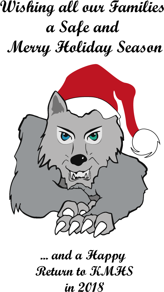 Kmhs Wolf Mascot Wishing All Merry Christmas - Happy Birthday (700x1220), Png Download