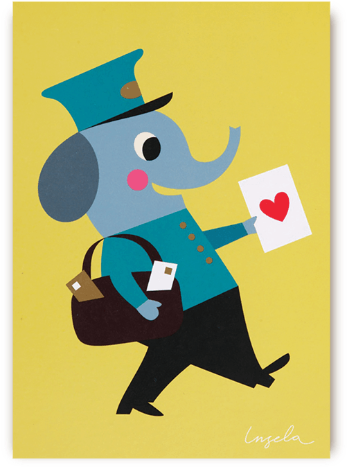 Nelly Happy Mail Postcard - Lagom Designs Nelly Elephant Greeting Card (700x750), Png Download