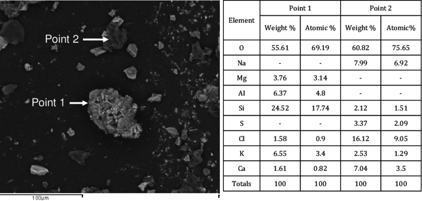 Sem Image Of The Indoor Dust Sample With Eds Compositional - Jobst (850x406), Png Download