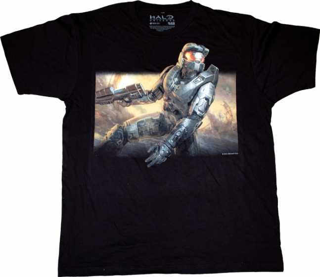 Halo Master Chief Black T-shirt (647x560), Png Download