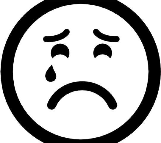 Crying Emoticon Black And White (640x480), Png Download