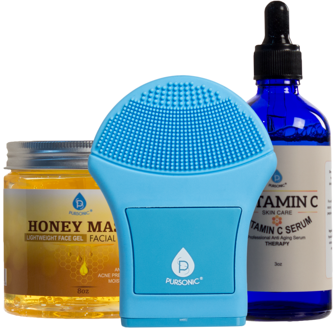 Facial Cleansing Brush Bundle With Honey Mask & Vitamin - Cleanser (1104x1104), Png Download