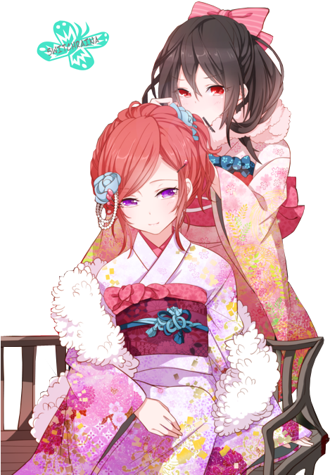 Love Live - Maki X Nico Render (500x707), Png Download