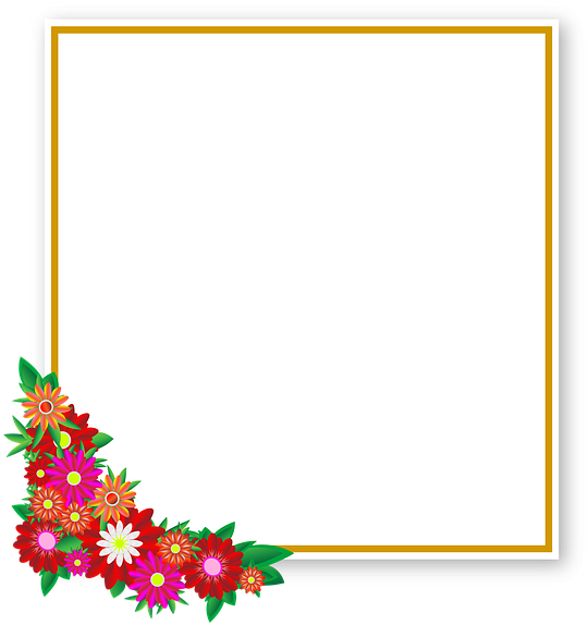 Flowers, Sticker, Frame, Square, Element, Graphics (640x640), Png Download