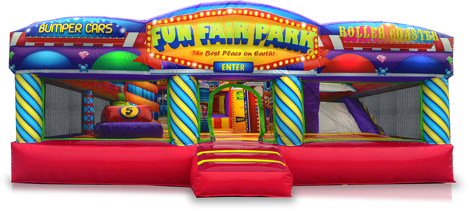 Fun Fair Park - Fun Fair Park Inflatable (1500x677), Png Download