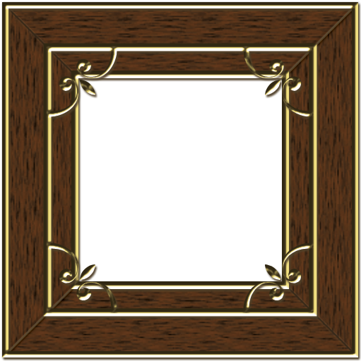 Mitered Wood With Gold Trim Frame - Wood (600x600), Png Download