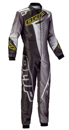 Omp Kart Suit Png Ks1 Kart - 2017 Omp Ks-1r Karting Suit Grey/yellow (with Cik-fia (1200x500), Png Download