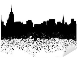 New York Skyline Grunge Silhouette Illustration Sticker - Cafepress New York Throw Pillow (400x400), Png Download