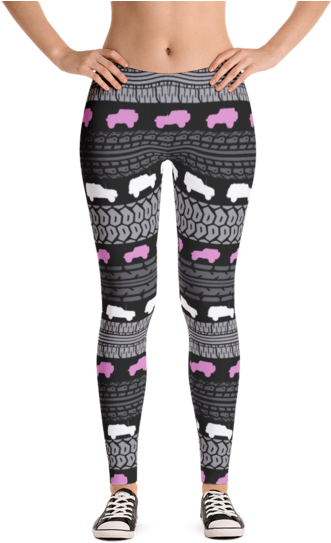 Tire Track Leggings, Pink - Brindle Frenchie Likes To Go For A Walk To Meet Some (600x600), Png Download