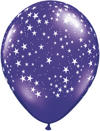 Purple Star A Round - Black Star Balloons (342x451), Png Download