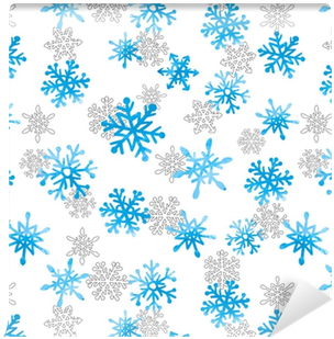 Hand Drawn Watercolor Snowflakes Seamless Pattern - Watercolor Painting (400x400), Png Download