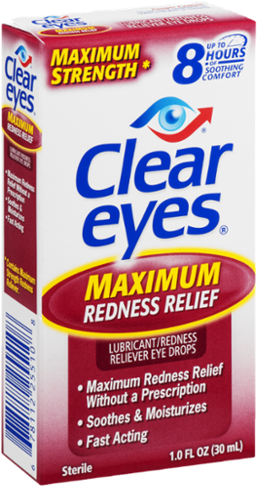 Clear Eyes Lubricant/redness Reliever Eye Drops Maximum - Clear Eyes Maximum Strength Redness Relief Eye Drops, (600x600), Png Download