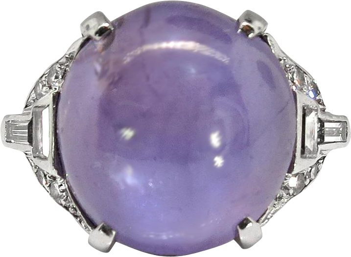 Art Deco Vintage 1930's No Heat Purple Star Sapphire - Amethyst (716x716), Png Download