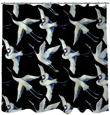 Watercolor Asian Crane Bird Seamless Pattern Shower - Watercolor Painting (400x400), Png Download